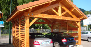 Photo abris en bois pour 2 voitures