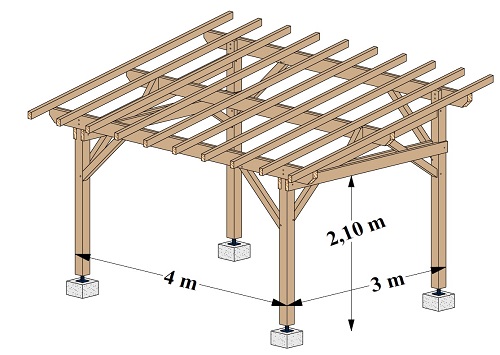 ROGNIER carport view with dimensions